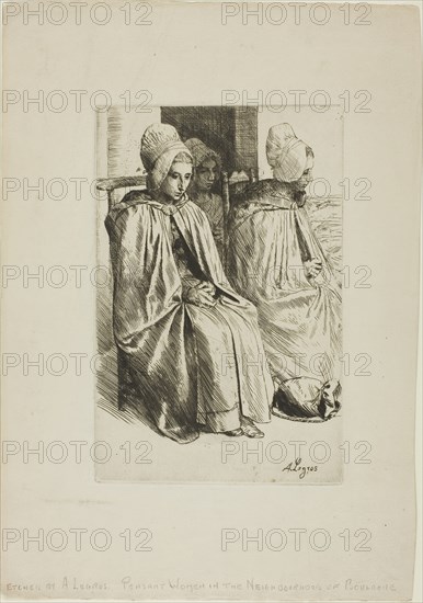 Peasant Women from Near Boulogne, 1873, Alphonse Legros, French, 1837-1911, France, Etching on cream laid paper, 228 × 149 mm (plate), 362 × 251 mm (sheet)