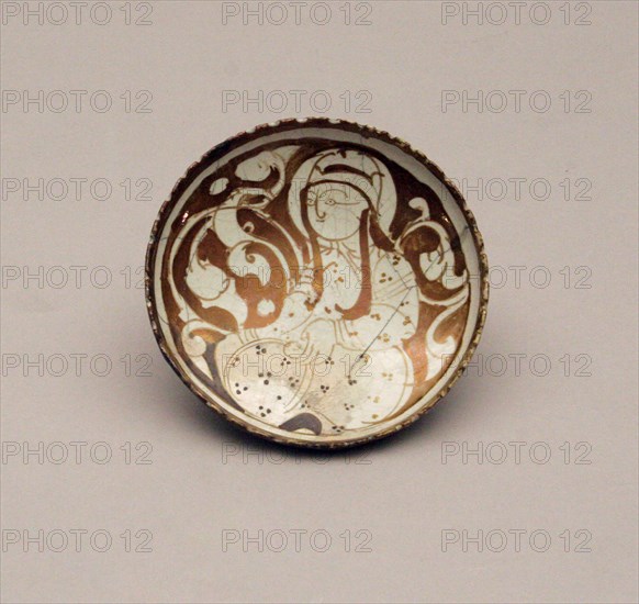 Dish, Late 12th/early 13th century, Iran, Iran, Fritware, painted in lustre on an opaque white glaze, Height: 3.5 cm Diameter: 13 cm (Height: 1 3/8 in x  Diameter:  5 1/8 in.)