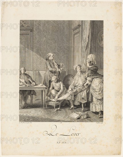 Rising, 1781, Louis Michel Halbou (French, 1730-c. 1809), after Jean Michel Moreau (French, 1741-1814), France, Etching on paper, 267 × 219 mm (image), 401 × 315 mm (sheet)
