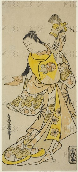 The Actor Nakamura Takesaburo I as Kewaizaka no Shosho (?), c. 1718, Torii Kiyonobu I, Japanese, 1664–1729, Japan, Hand-colored woodblock print, hosoban, urushi-e, 11 3/4 x 5 1/4 in.