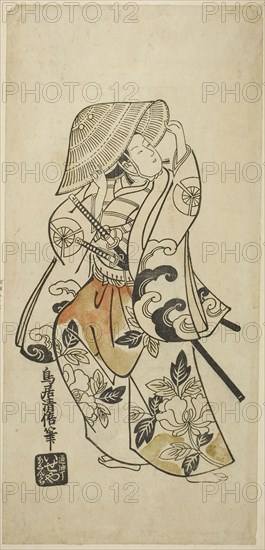 The Actor Tamazawa Saijiro in an unidentified role, c. 1740, Torii Kiyomasu II, Japanese, 1706 (?)–1763 (?), Japan, Hand-colored woodblock print, hosoban, urushi-e, 33.4 x 15.7 cm (13 1/8 x 6 1/4 in.)