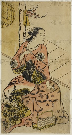 The Actor Sanjo Kantaro holding a pipe, c. 1720, Japanese, early 18th century, Japan, Hand-colored woodblock print, hosoban, urushi-e, 27.2 x 14.3 cm (10 11/16 x 5 5/8 in.)