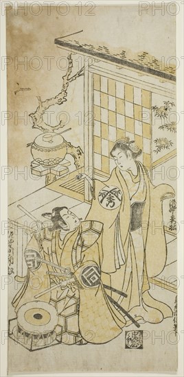 The Actors Takinaka Hidematsu I and Sanogawa Ichimatsu I, c. 1745, Torii Kiyonobu II, Japanese, active c. 1725-61, Japan, Color woodblock print, hosoban, benizuri-e, 12 1/8 x 5 1/2 in.