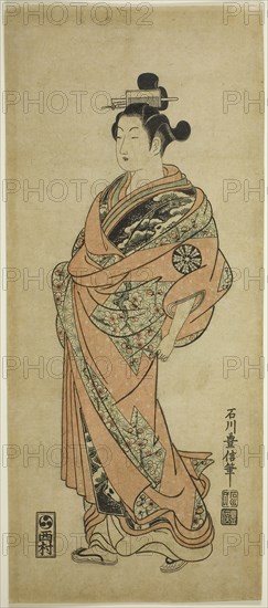 The Actor Nakamura Tomijuro I, c. 1755, Ishikawa Toyonobu, Japanese, 1711-1785, Japan, Color woodblock print, narrow oban, benizuri-e, 17 3/4 x 7 1/2 in.