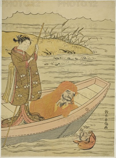 Daruma looking at his reflection, c. 1767/68, Suzuki Harunobu ?? ??, Japanese, 1725 (?)-1770, Japan, Color woodblock print, chuban, 11 3/8 x 8 1/4 in.