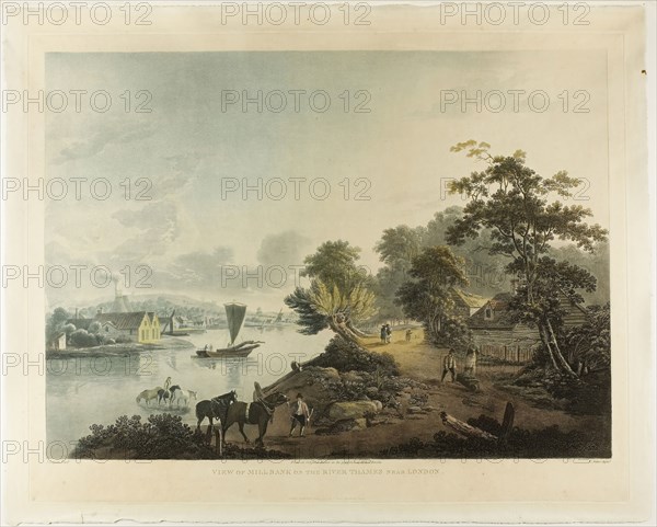 View of Hillbank on the River Thames near London, published 1795, Francis Jukes (English, 1745-1812), after John Laporte (English, 1761-1839), England, Color aquatint on paper