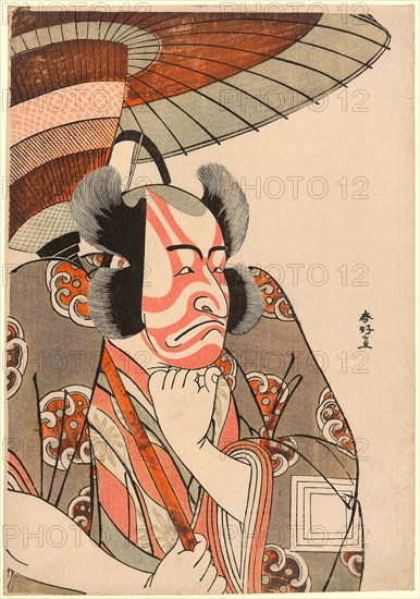 Half-Length Portrait of the Actor Ichikawa Danjuro V as Kazusa no Gorobei Tadamitsu in Act Three of the play Kitekaeru Nishiki no Wakayaka (Returning Home in Splendor), Performed at the Nakamura Theater from the First Day of the Eleventh Month, 1780, c. 1780, Katsukawa Shunko I, Japanese, 1743-1812, Japan, Color woodblock print, aiban, 32.2 x 22.5 cm (12 11/16 x 8 7/8 in.), Sampler, 19th century, Mexico, México, Cotton, plain weave, embroidered with cotton, wool and silk yarns in back, cross, long-armed cross, satin, and stem stitches., 210.8 x 56.8 cm   (83 x 22 3/8 in.)