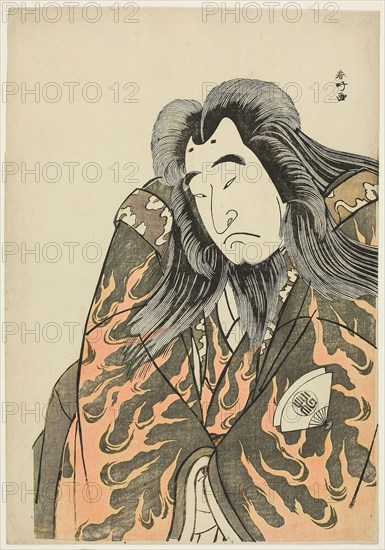 Half-Length Portrait of the Actor Onoe Matsusuke I as Retired Emperor Sutoku in Act Three of the play Kitekaeru Nishiki no Wakayaka (Returning Home in Splendor), Performed at the Nakamura Theater from the First Day of the Eleventh Month, 1780, c. 1780, Katsukawa Shunko I, Japanese, 1743-1812, Japan, Color woodblock print, aiban, 32.1 x 23.5 cm (12 5/8 x 9 1/4 in.)