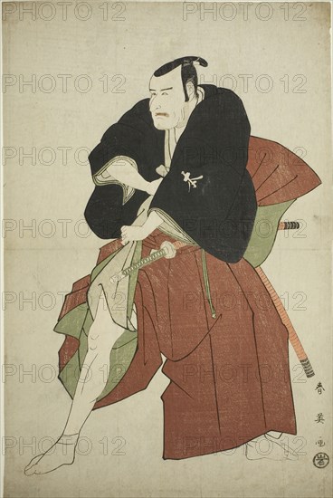 The Actor Matsumoto Koshiro IV as Kakogawa Honzo in the Play Kanadehon Chushingura, Performed at the Kawarazaki Theater in the Fifth Month, 1795, c. 1795, Katsukawa Shun’ei, Japanese, 1762-1819, Japan, Color woodblock print, oban, 38.3 x 25.5 cm (15 1/8 x 9 15/16 in.)