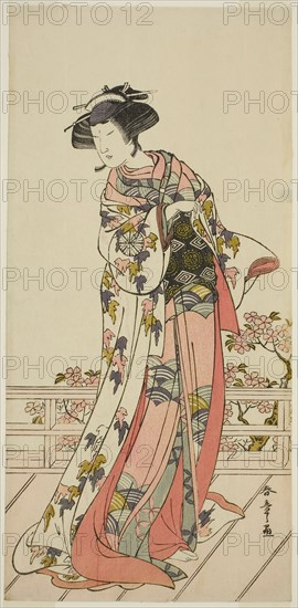 The Actor Nakamura Tomijuro I in an Unidentified Role, c. 1777, Katsukawa Shunsho ?? ??, Japanese, 1726-1792, Japan, Color woodblock print, hosoban, from a multisheet composition, 30 x 14.4 cm (11 13/16 x 5 11/16 in.)