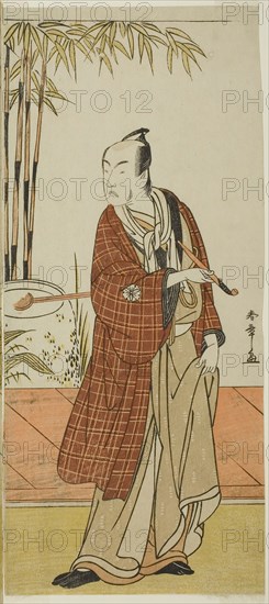 The Actor Matsumoto Koshiro IV as Honcho-maru Tsunagoro (?) in the Play Hono Nitta Daimyojin (?), Performed at the Morita Theater (?) in the Seventh Month, 1777 (?), c. 1777, Katsukawa Shunsho ?? ??, Japanese, 1726-1792, Japan, Color woodblock print, hosoban, right sheet of diptych, 31.9 x 14 cm (12 9/16 x 5 1/2 in.), Qur’an folios written in maghribi script, late 12th or early 13th century, Spain, Andalusia, Andalusia, Ink, gold, and opaque watercolor on paper, 32.5 × 25.7 cm (12 13/16 × 10 1/8 in.) (each)