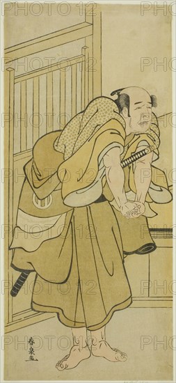 The Actor Asao Tamejuro I as Drunken Gotobei in the Play Yoshitsune Koshigoe Jo, Performed at the Ichimura Theater in the Ninth Month, 1790, c. 1790, Katsukawa Shunsen, Japanese, active 1780s-early 1790s, Japan, Color woodblock print, hosoban, 30.7 x 13.8 cm (12 1/16 x 5 7/16 in.)