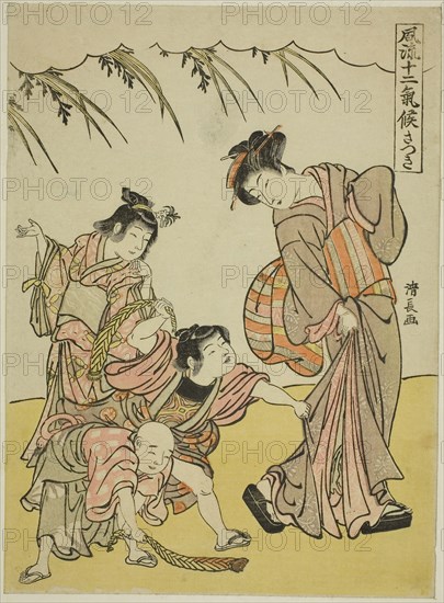 The Fifth Month (Satsuki), from the series Fashionable Twelve Seasons (Furyu juni kiko), c. 1779, Torii Kiyonaga, Japanese, 1752-1815, Japan, Color woodblock print, chuban, 26.1 x 19.1 cm