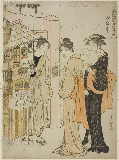 The Sixth Month (Kazemachizuki), from the series Fashionable Monthly Visits to Sacred Places in the Four Seasons (Furyu shiki no tsuki mode), c. 1784, Torii Kiyonaga, Japanese, 1752-1815, Japan, Color woodblock print, chuban, 25.8 x 18.7 cm