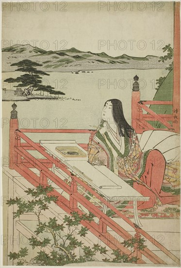 Murasaki Shikibu, Edo period (1615–1868), about 1784, Torii Kiyonaga, Japanese, 1752-1815, Japan, Color woodblock print, oban, 36.1 x 24.5 cm