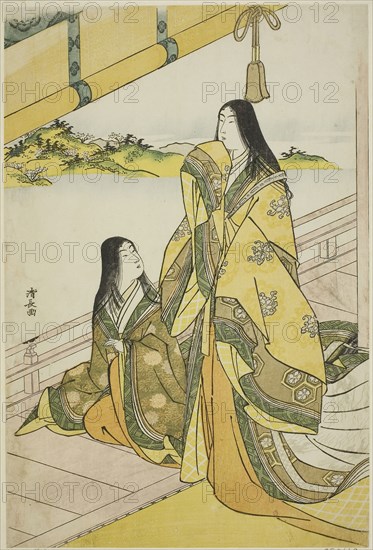 Sei Shonagon and Her Companion, from an untitled series of court ladies, c. 1784, Torii Kiyonaga, Japanese, 1752-1815, Japan, Color woodblock print, oban, 38.0 x 25.5 cm
