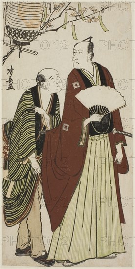 The Actor Ichikawa Danjuro V and his attendant, from an untitled series of prints showing Actors in private life, c. 1783, Torii Kiyonaga, Japanese, 1752-1815, Japan, Color woodblock print, hosoban, 30.6 x 15.1 cm