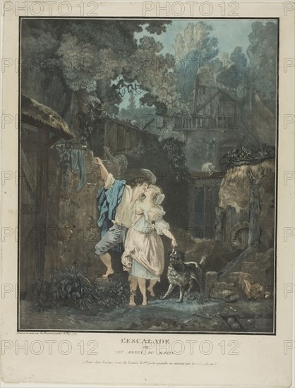 The Climb, 1787, Philibert Louis Debucourt, French, 1755-1832, France, Aquatint on paper, 310 × 254 mm (image), 375 × 285 mm (sheet)