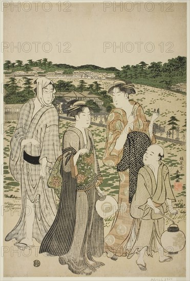 Benten Shrine in Shinobazu Pond, late 1780s, Katsukawa Shuncho, Japanese, active c. 1780-1801, Japan, Color woodblock print, right sheet? of oban triptych (center: 1925.2725), 38.1 x 25.5 cm (15 x 10 in.)