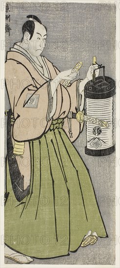 The Actor Ichikawa Omezo I as Tomita Hyotaro (Shodai Ichikawa Omezo no Tomita Hyotaro), 1794, (Kansei 6), Toshusai Sharaku ??? ??, Japanese, active 1794-95, Japan, Color woodblock print, hosoban, nishiki-e, 31.5 x 13.3 cm