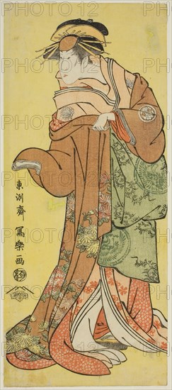 Segawa Kikunojo lll in the Role of Courtesan Katsuragi, c. 1795, Toshusai Sharaku ??? ??, Japanese, active 1794-95, Japan, Color woodblock print, hosoban, 31.4 x 13.4 cm