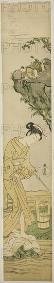 Daoist Immortals Spying on a Young Beauty, c. 1768, Suzuki Harunobu ?? ??, Japanese, 1725 (?)-1770, Japan, Color woodblock print, hashira-e, Untitled (Drawing room at Broadlands), 1859, English, England, Albumen print, from the "Untitled Album