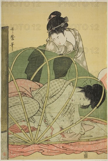 Mosquito Net for a Baby, c. 1794/95, Kitagawa Utamaro ??? ??, Japanese, 1753 (?)-1806, Japan, Color woodblock print, oban