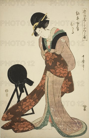 Kanpei’s Wife Okaru, 1806, Kitagawa Utamaro ??? ??, Japanese, 1753 (?)-1806, Japan, Color woodblock print, oban
