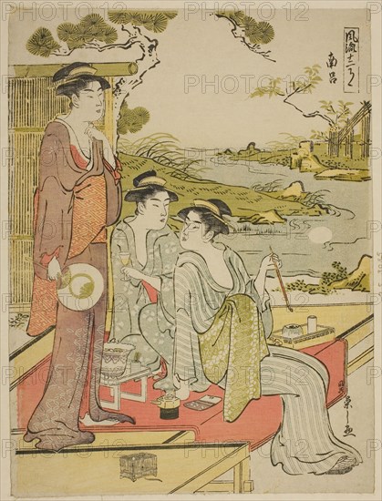 The Eighth Month (Nanryo), from the series a Calendar of Elegance (Furyu junikagetsu), c. 1788, Chobunsai Eishi, Japanese, 1756-1829, Japan, Color woodblock print, chuban, 26.2 x 19.6 cm (10 1/4 x 7 3/4 in.)