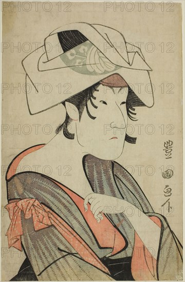 Nakayama Tomisaburo. Dressed as a Woman Wearing a Towel on Her Head, c. 1795, Utagawa Toyokuni I ?? ?? ??, Japanese, 1769–1825, Japan, Color woodblock print, oban, 36.2 x 23.5 cm (14 1/8 x 9 1/8 in.)