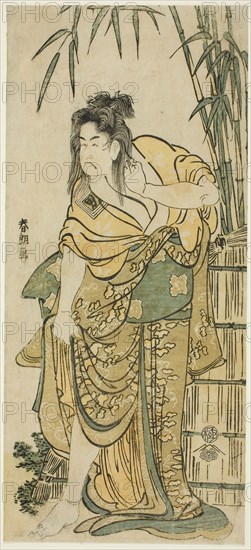 The Actor Ichikawa Komazo as a Woman with Dishevelled Hair, c. 1791, Katsushika Hokusai ?? ??, Japanese, 1760-1849, Japan, Color woodblock print, hosoban, 30.8 x 13.9 cm