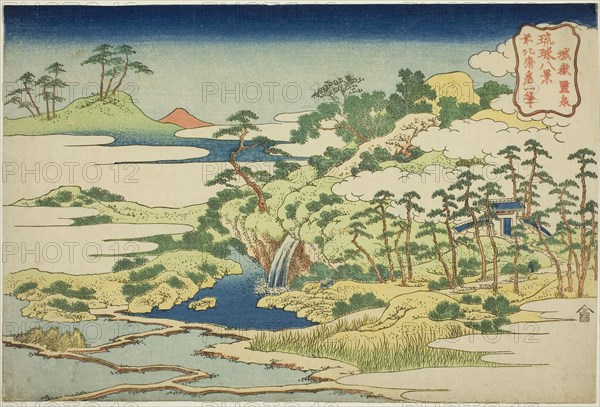 The Sacred Spring on Fortress Mountain (Jogaku reisen), from the series Eight Views of the Ryukyu Islands (Ryukyu hakkei), c. 1832, Katsushika Hokusai ?? ??, Japanese, 1760-1849, Japan, Color woodblock print, oban, 25.1 x 37.5 cm (9 7/8 x 14 3/4 in.)