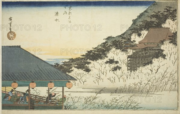 Kiyomizu Temple, from the series Famous Places in Kyoto (Kyoto meisho no uchi), c. 1834, Utagawa Hiroshige ?? ??, Japanese, 1797-1858, Japan, Color woodblock print, oban, 9 3/4 x 14 3/4 in.