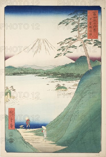 Misaka Pass in Kai Province (Kai Misakagoe), from the series Thirty-six Views of Mount Fuji (Fuji sanjurokkei), 1858, Utagawa Hiroshige ?? ??, Japanese, 1797-1858, Japan, Color woodblock print, oban, 36.2 x 24.2 cm (14 1/4 x 9 1/2 in.)