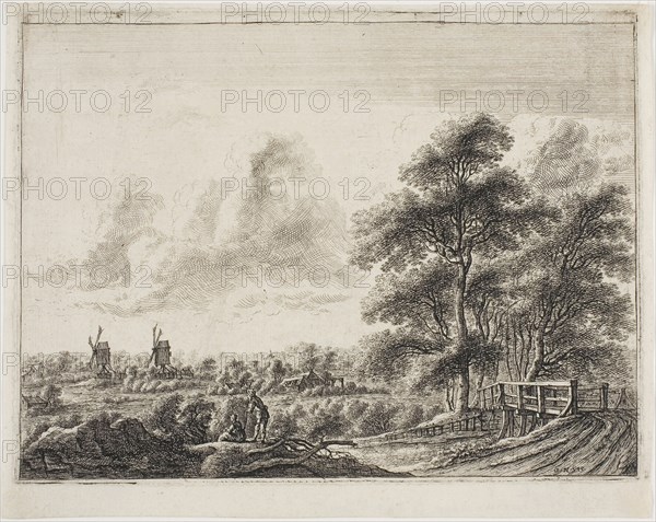 Landscape with Little Bridge, n.d., Gillis Neyts, Flemish, 1623-87, Flanders, Etching on cream laid paper
