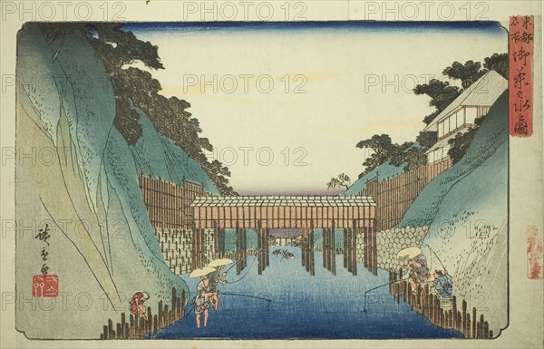 View of Ochanomizu (Ochanomizu no zu), from the series Famous Places in the Eastern Capital (Toto meisho), c. 1832/39, Utagawa Hiroshige ?? ??, Japanese, 1797-1858, Japan, Color woodblock print, oban, 24.5 x 38.2 cm (9 5/8 x 15 1/16 in.)
