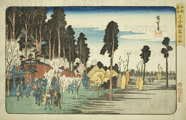 Inari Shrine at Oji (Oji Inari no yashiro), from the series Famous Places in Edo (Koto meisho), c. 1832/34, Utagawa Hiroshige ?? ??, Japanese, 1797-1858, Japan, Color woodblock print, oban, 25 x 38.3 cm (9 13/16 x 15 1/16 in.)