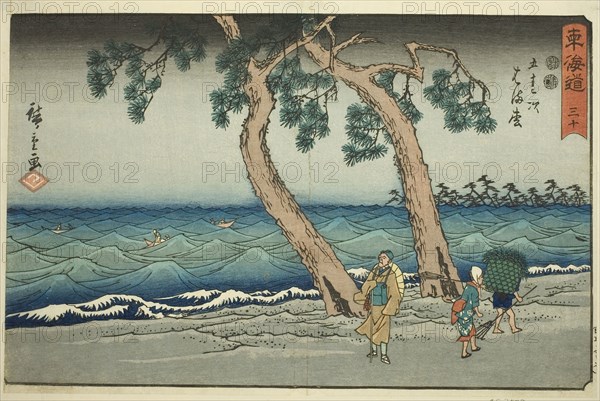 Hamamatsu—No. 30, from the series Fifty-three Stations of the Tokaido (Tokaido gojusan tsugi), also known as the Reisho Tokaido, c. 1847/52, Utagawa Hiroshige ?? ??, Japanese, 1797-1858, Japan, Color woodblock print, oban, 23.5 x 36.2 cm (9 1/4 x 14 1/4 in.)