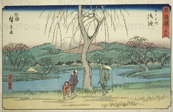 Goyu: Motono Plain along the Old Road (Kokaido Motonogahara)—No. 36, from the series Fifty-three Stations of the Tokaido (Tokaido gojusan tsugi), also known as the Reisho Tokaido, c. 1847/52, Utagawa Hiroshige ?? ??, Japanese, 1797-1858, Japan, Color woodblock print, oban, 23.8 x 34.9 cm (9 5/16 x 13 3/4 in.)