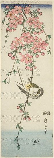 Great tit and cherry blossoms, c. 1847/52, Utagawa Hiroshige ?? ??, Japanese, 1797-1858, Japan, Color woodblock print, aitanzaku, 34.4 x 11.3 cm, Figurine of a Female Wearing Intricate Jewelry and Hairstyle, 500 B.C./300 B.C., Chupícuaro, Guanajuato or Michoacán, Mexico, Chupicuaro, Ceramic and pigment, H. 8.6 cm (3 1/4 in.)