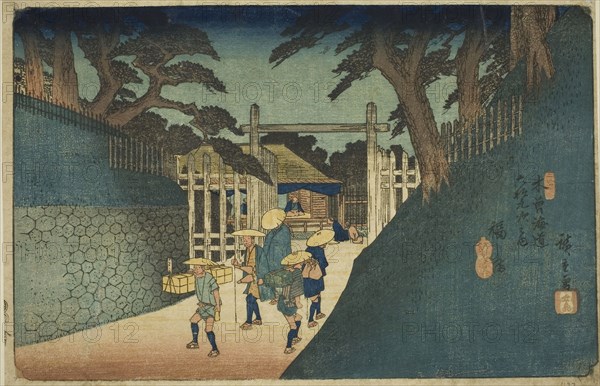 No. 38: Fukushima, from the series Sixty-nine Stations of the Kisokaido (Kisokaido rokujukyu tsugi no uchi), c. 1835/38, Utagawa Hiroshige ?? ??, Japanese, 1797-1858, Japan, Color woodblock print, oban, 24.2 x 36.1 cm (9 1/2 x 14 3/16 in.)