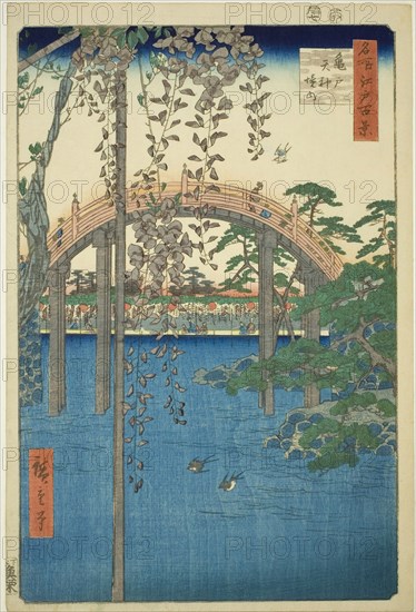 Precincts of Kameido Tenjin Shrine (Kameido Tenjin keidai), from the series One Hundred Famous Views of Edo (Meisho Edo hyakkei), 1856, Utagawa Hiroshige ?? ??, Japanese, 1797-1858, Japan, Color woodblock print, oban, 36 x 24.1 cm (14 3/16 x 9 1/2 in.)