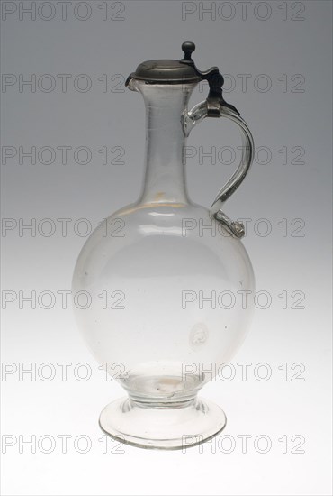 Flagon, c. 1750, Flanders, Flanders, Glass with pewter mount, 32.4 × 15.2 cm (12 3/4 × 6 in.)