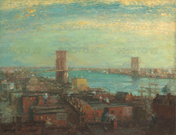 Brooklyn Bridge, 1899, Henry Ward Ranger, American, 1858–1916, United States, Oil on canvas, 72.4 × 91.8 cm (28 1/2 × 36 1/8 in.)