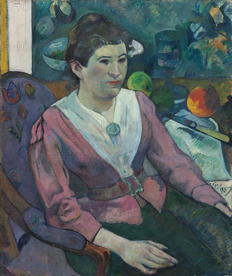 Woman in front of a Still Life by Cézanne, 1890, Paul Gauguin, French, 1848-1903, France, Oil on linen canvas, 65.3 × 54.9 cm (25 11/16 × 21 5/8 in.)