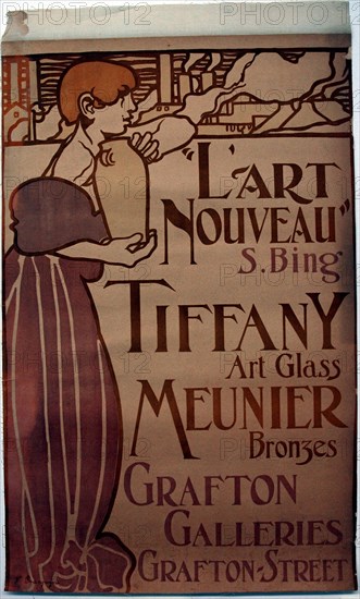 L’Art Nouveau, Grafton Galleries, 1899, Frank Brangwyn (English, 1867-1956), printed by Charles Verneau (French, active 1890s), England, Color lthograph on cream wove paper, laid down on linen, 773 × 493 mm