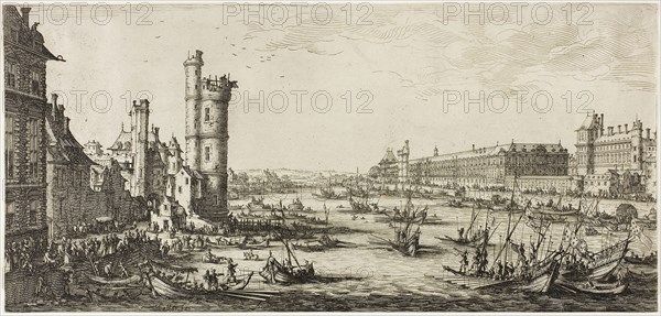 View of the Louvre, 1630–35, Jacques Callot, French, 1592-1635, France, Etching on paper, 159 × 332 mm