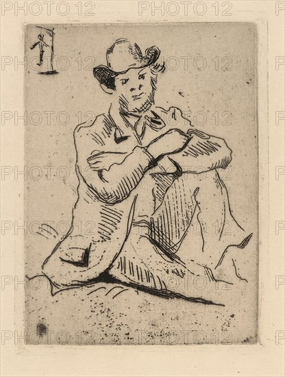 Guillaumin with the Hanged Man, 1873, Paul Cézanne, French, 1839-1906, France, Etching on cream laid paper, 156 × 116 mm (plate), 264 × 200 mm (sheet)