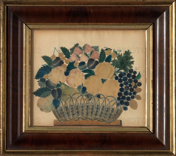 Picture, 1810/30, United States, Painted paper, applied stenciled and embossed cotton 'velvet' and paper, 59.2 x 65.6 cm (23 5/16 x 25 7/8 in.) [dims. of frame]