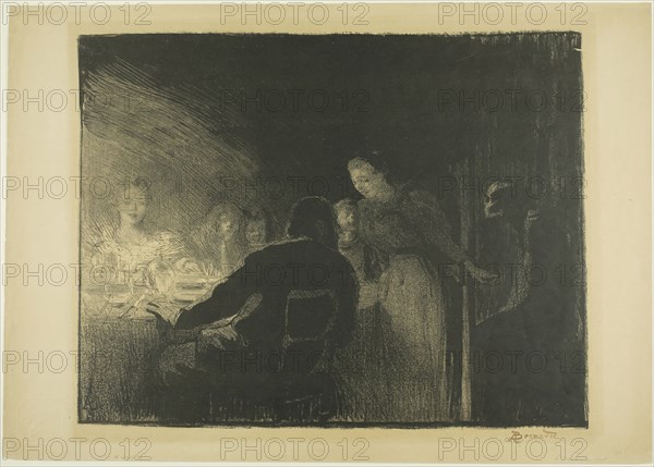 The Visitor, from the third album of L’Estampe originale, 1893, Albert Besnard (French, 1849-1934), published by L’Estampe originale (French, 1893-1895), France, Lithograph on tan wove paper, 355 × 460 mm (image), 413 × 584 mm (sheet)
